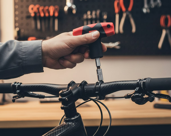 Manos expertas trabajando en un componente de bicicleta